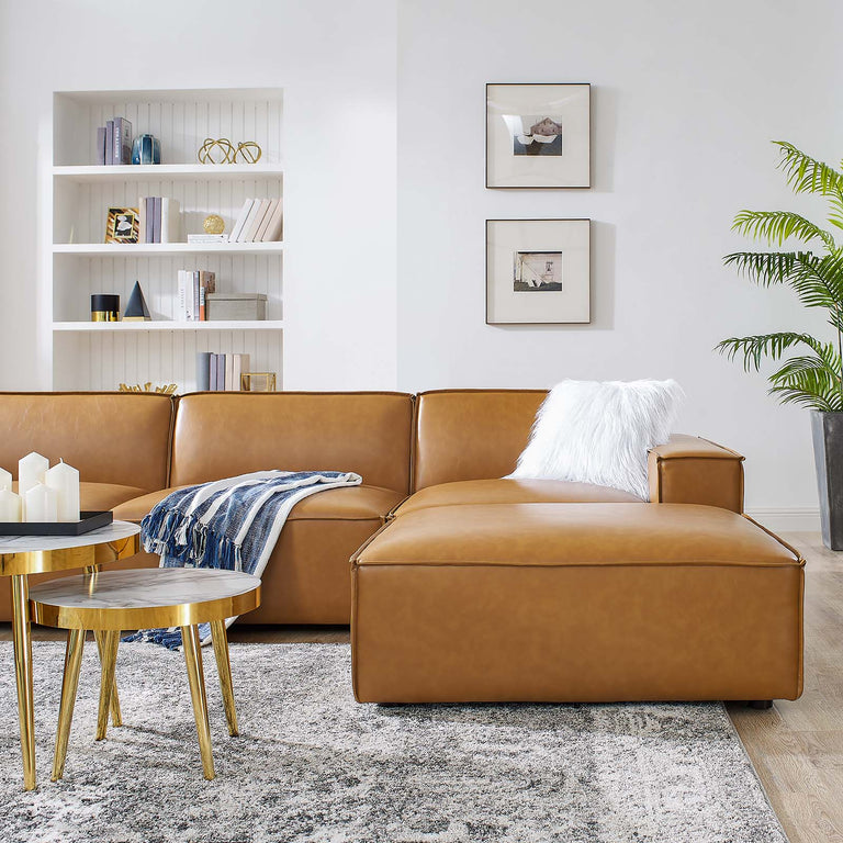 Restore 7-Piece Vegan Leather Sectional Sofa in Tan, EEI-4716-TAN