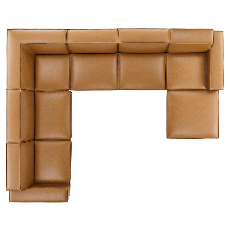 Restore 7-Piece Vegan Leather Sectional Sofa in Tan, EEI-4716-TAN