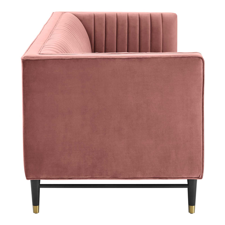 Devote Channel Tufted Performance Velvet Sofa in Dusty Rose, EEI-4720-DUS
