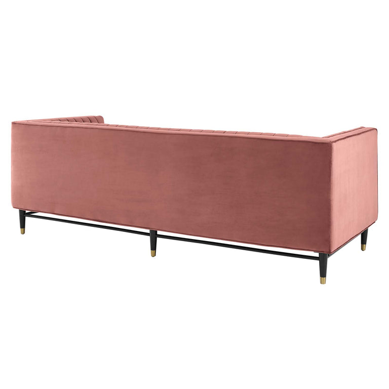 Devote Channel Tufted Performance Velvet Sofa in Dusty Rose, EEI-4720-DUS
