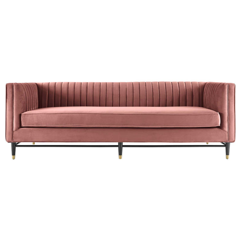 Devote Channel Tufted Performance Velvet Sofa in Dusty Rose, EEI-4720-DUS
