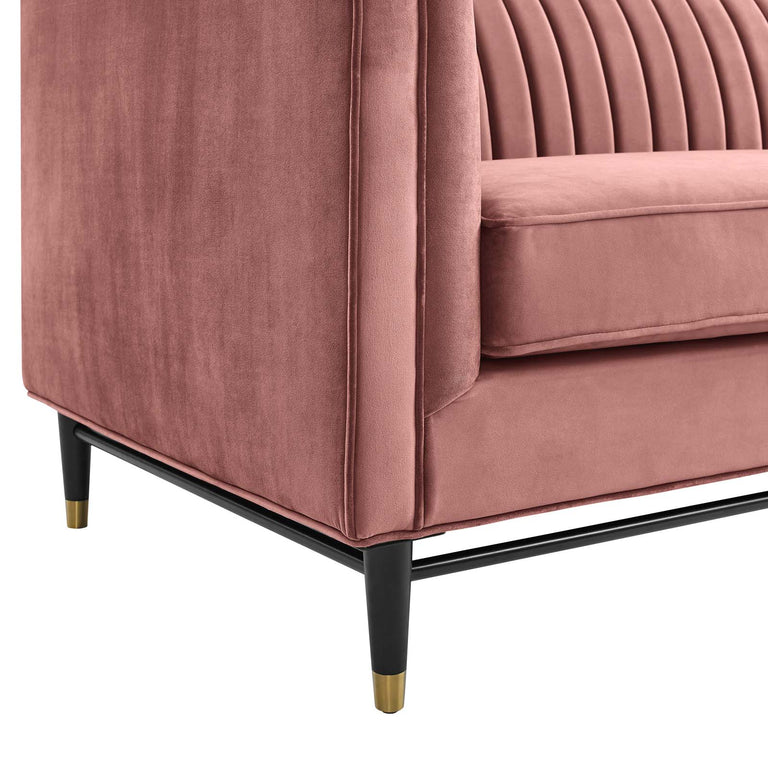 Devote Channel Tufted Performance Velvet Sofa in Dusty Rose, EEI-4720-DUS