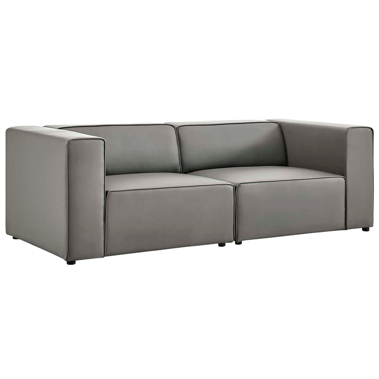 Mingle Vegan Leather 2-Piece Sectional Sofa Loveseat in Gray, EEI-4788-GRY
