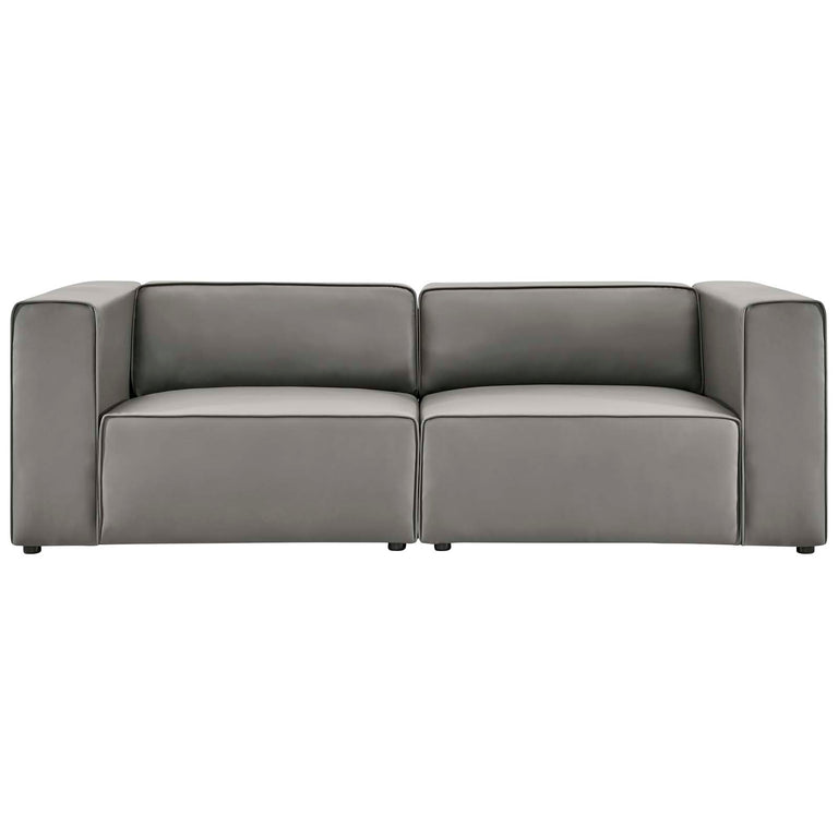 Mingle Vegan Leather 2-Piece Sectional Sofa Loveseat in Gray, EEI-4788-GRY