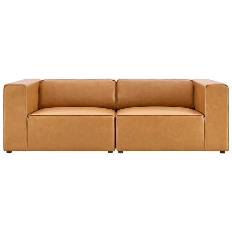 Mingle Vegan Leather 2-Piece Sectional Sofa Loveseat in Tan, EEI-4788-TAN