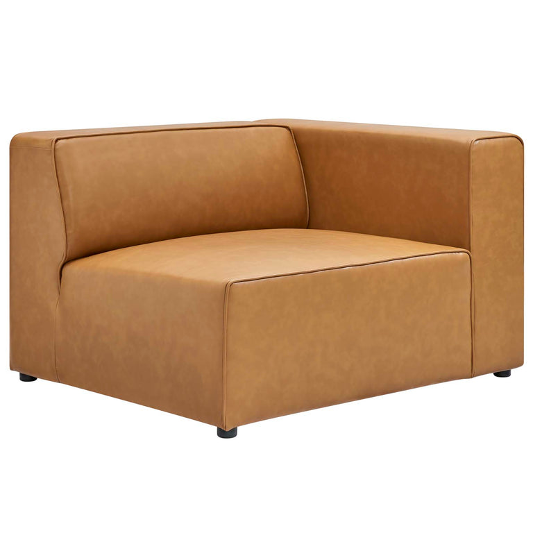 Mingle Vegan Leather 2-Piece Sectional Sofa Loveseat in Tan, EEI-4788-TAN