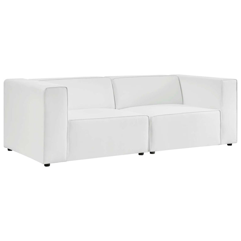 Mingle Vegan Leather 2-Piece Sectional Sofa Loveseat in White, EEI-4788-WHI