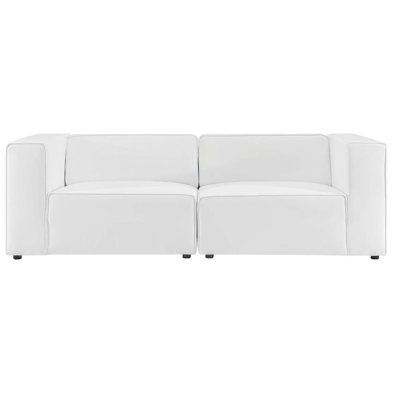 Mingle Vegan Leather 2-Piece Sectional Sofa Loveseat in White, EEI-4788-WHI