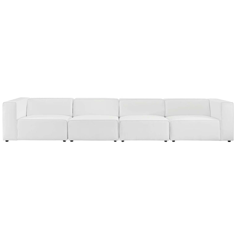 Mingle Vegan Leather 4-Piece Sectional Sofa in White, EEI-4793-WHI