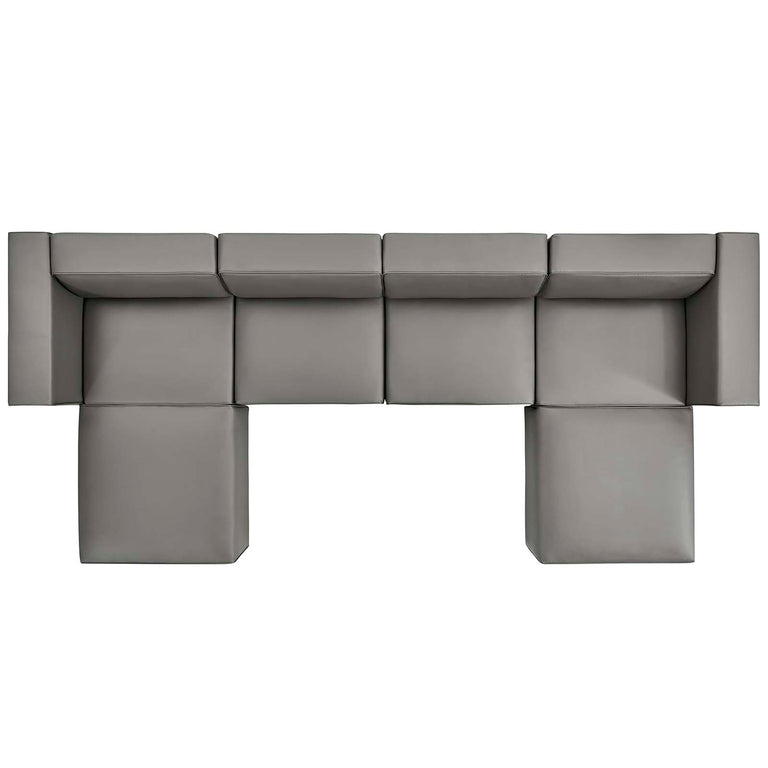 Mingle Vegan Leather 4-Piece Sofa and 2 Ottomans Set in Gray, EEI-4794-GRY