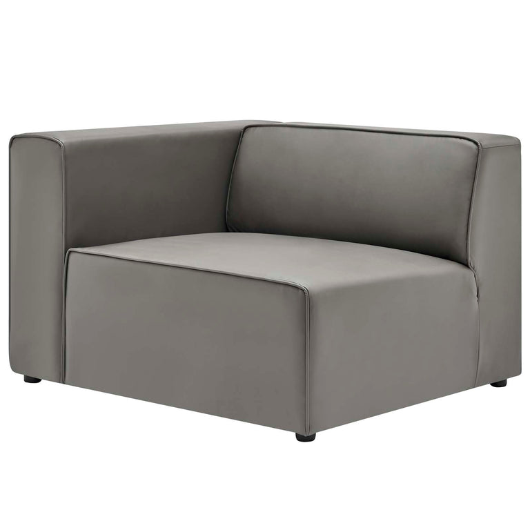 Mingle Vegan Leather 4-Piece Sofa and 2 Ottomans Set in Gray, EEI-4794-GRY
