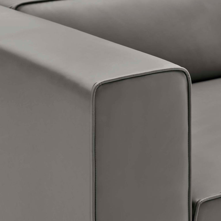 Mingle Vegan Leather 4-Piece Sofa and 2 Ottomans Set in Gray, EEI-4794-GRY