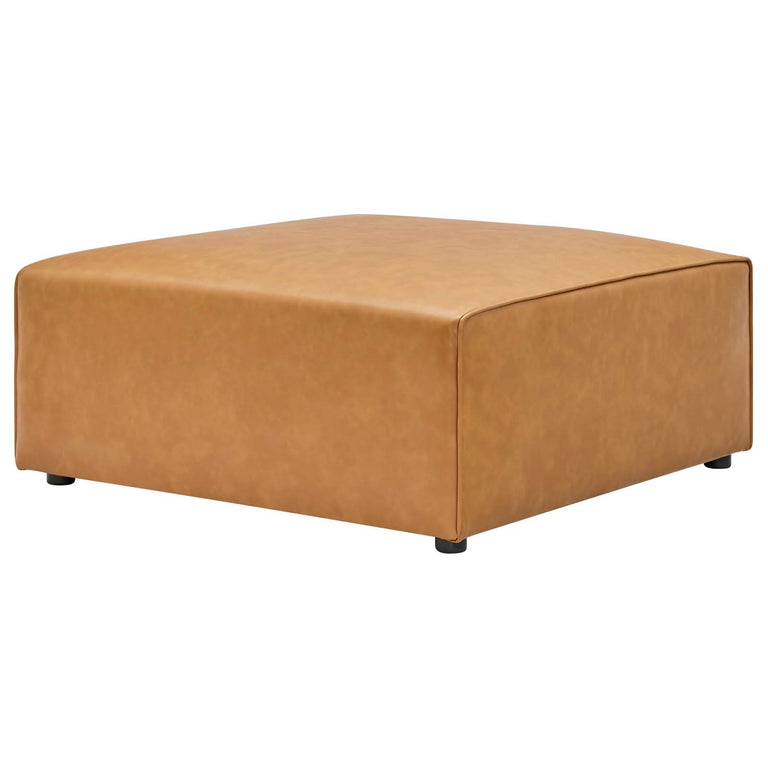 Mingle Vegan Leather 4-Piece Sofa and 2 Ottomans Set in Tan, EEI-4794-TAN