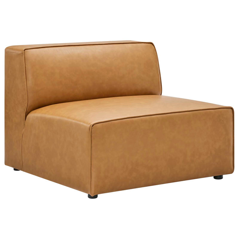 Mingle Vegan Leather 4-Piece Sofa and 2 Ottomans Set in Tan, EEI-4794-TAN