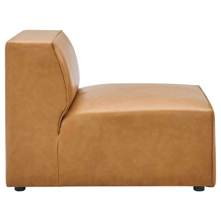 Mingle Vegan Leather 4-Piece Sofa and 2 Ottomans Set in Tan, EEI-4794-TAN