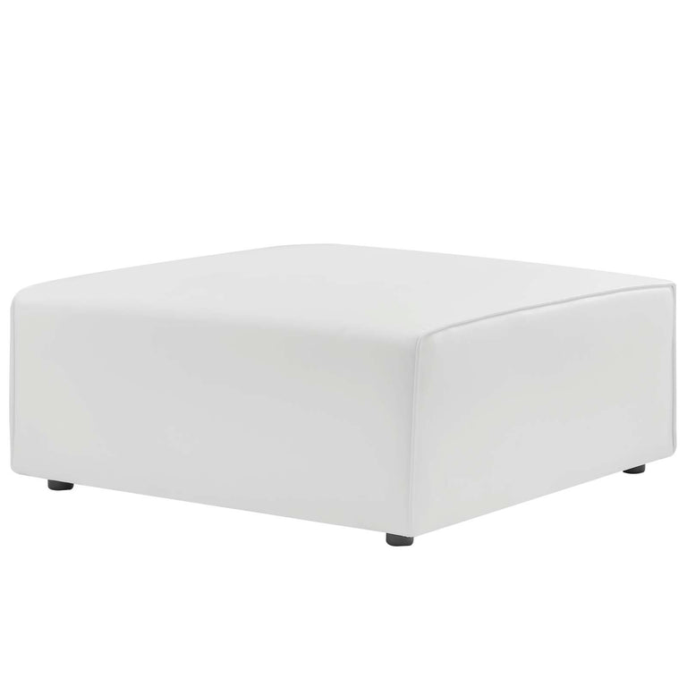 Mingle Vegan Leather 4-Piece Sofa and 2 Ottomans Set in White, EEI-4794-WHI