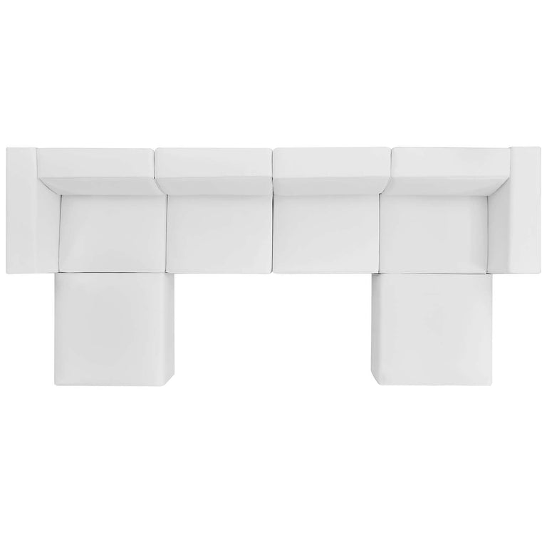 Mingle Vegan Leather 4-Piece Sofa and 2 Ottomans Set in White, EEI-4794-WHI