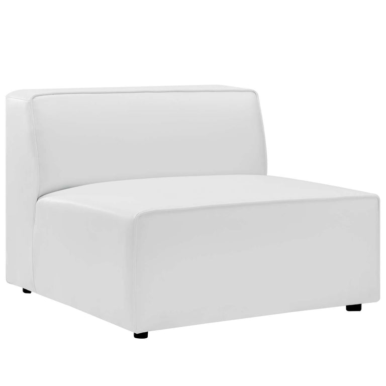 Mingle Vegan Leather 4-Piece Sofa and 2 Ottomans Set in White, EEI-4794-WHI