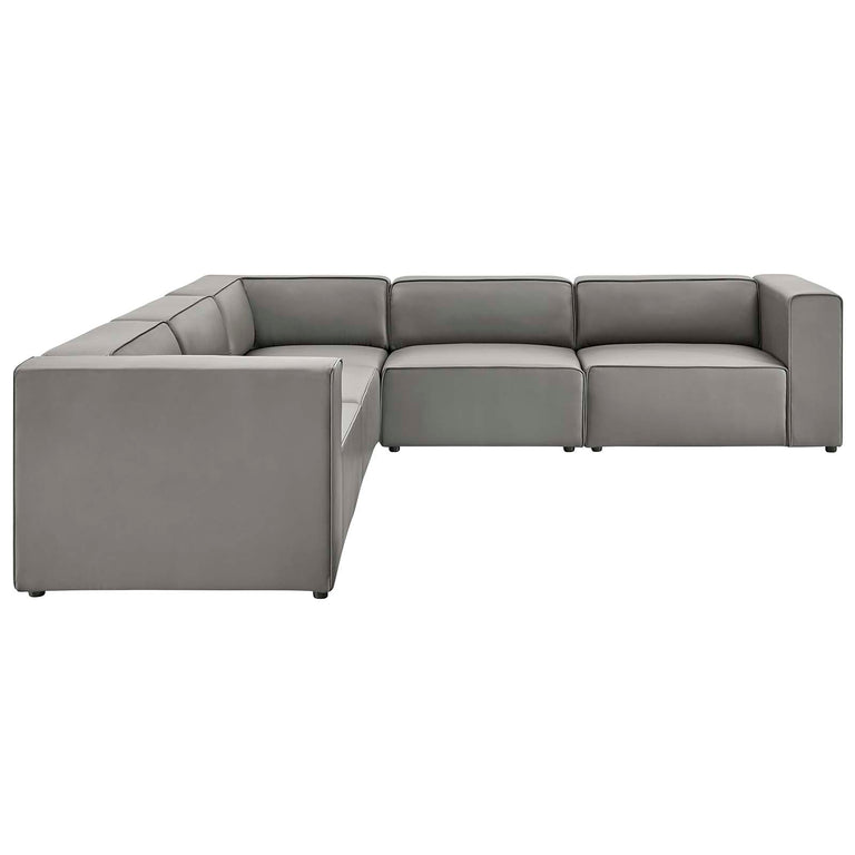 Mingle Vegan Leather 5-Piece Sectional Sofa in Gray, EEI-4795-GRY