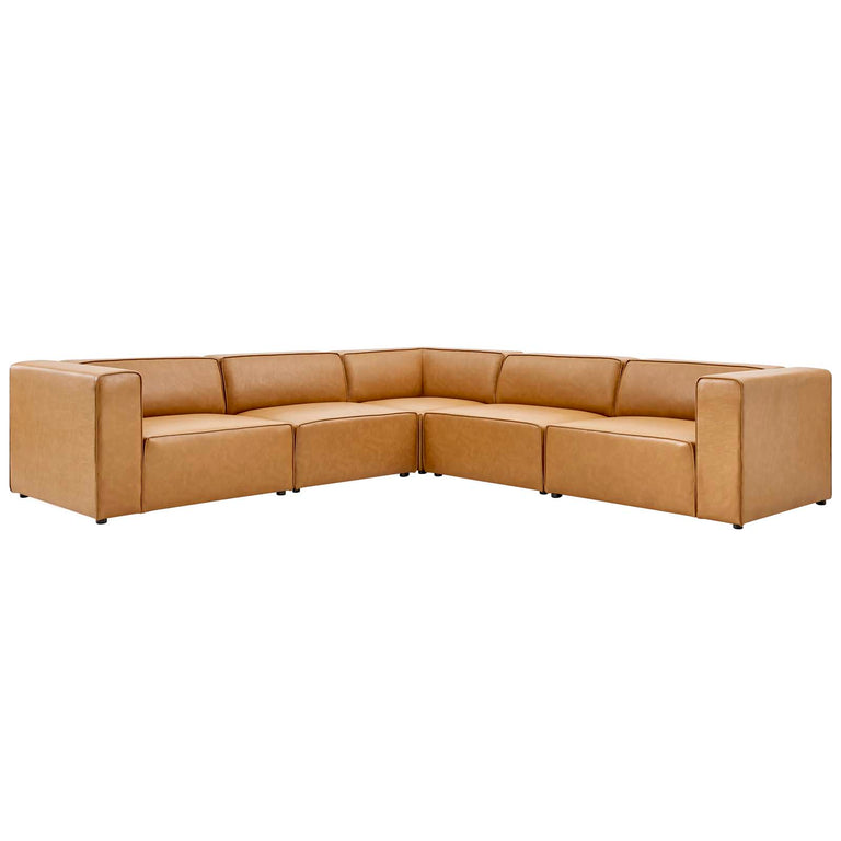 Mingle Vegan Leather 5-Piece Sectional Sofa in Tan, EEI-4795-TAN