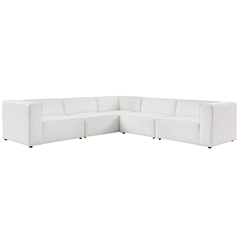 Mingle Vegan Leather 5-Piece Sectional Sofa in White, EEI-4795-WHI