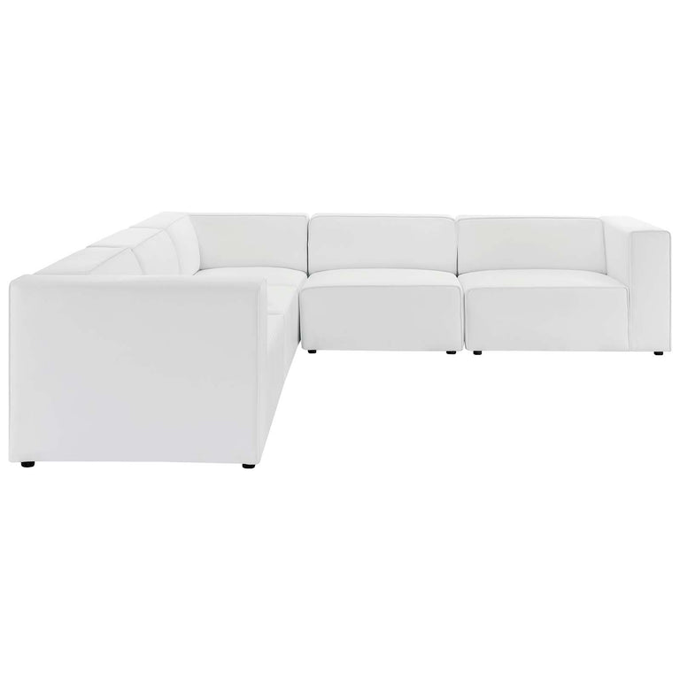 Mingle Vegan Leather 5-Piece Sectional Sofa in White, EEI-4795-WHI