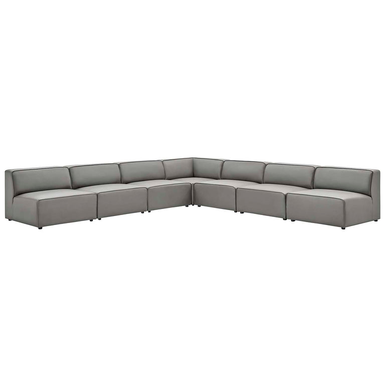 Mingle Vegan Leather 7-Piece Sectional Sofa in Gray, EEI-4797-GRY