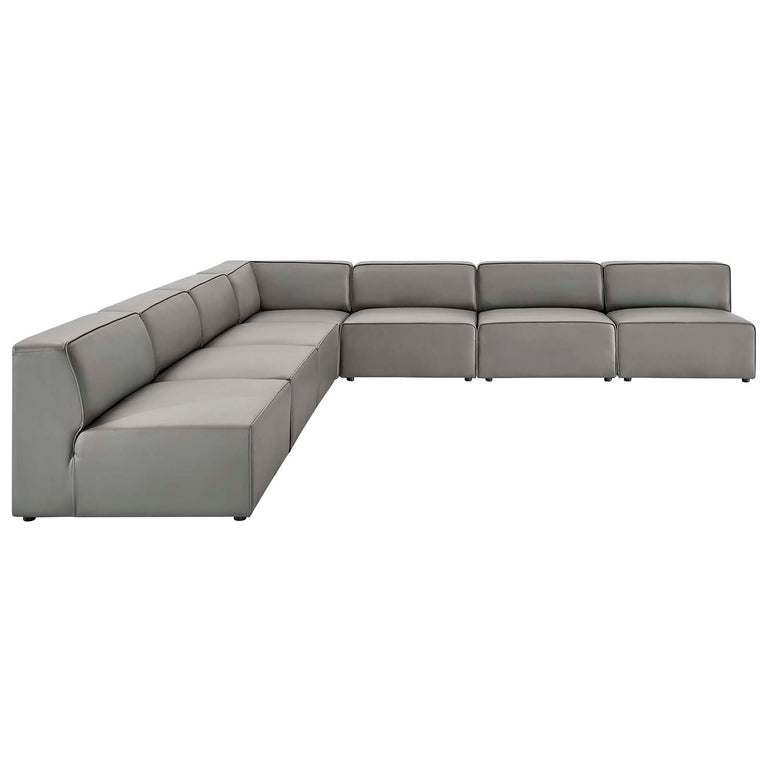 Mingle Vegan Leather 7-Piece Sectional Sofa in Gray, EEI-4797-GRY