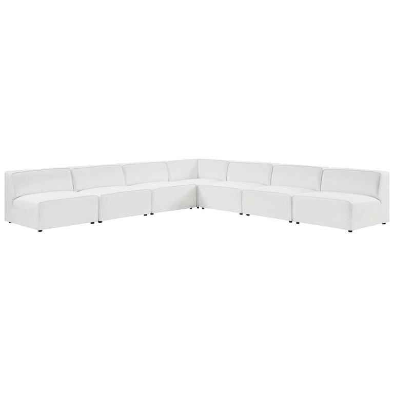 Mingle Vegan Leather 7-Piece Sectional Sofa in White, EEI-4797-WHI