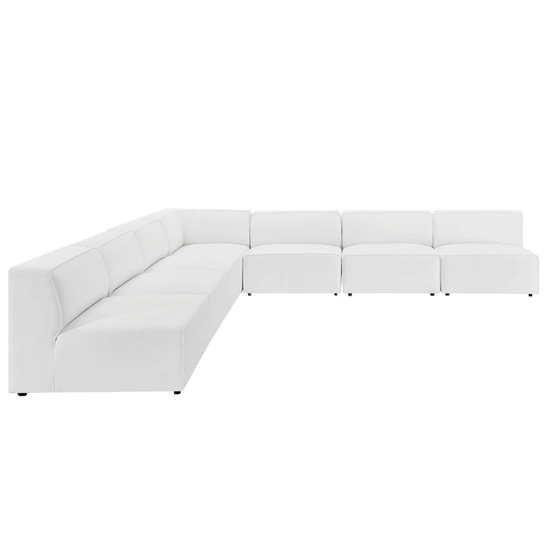 Mingle Vegan Leather 7-Piece Sectional Sofa in White, EEI-4797-WHI