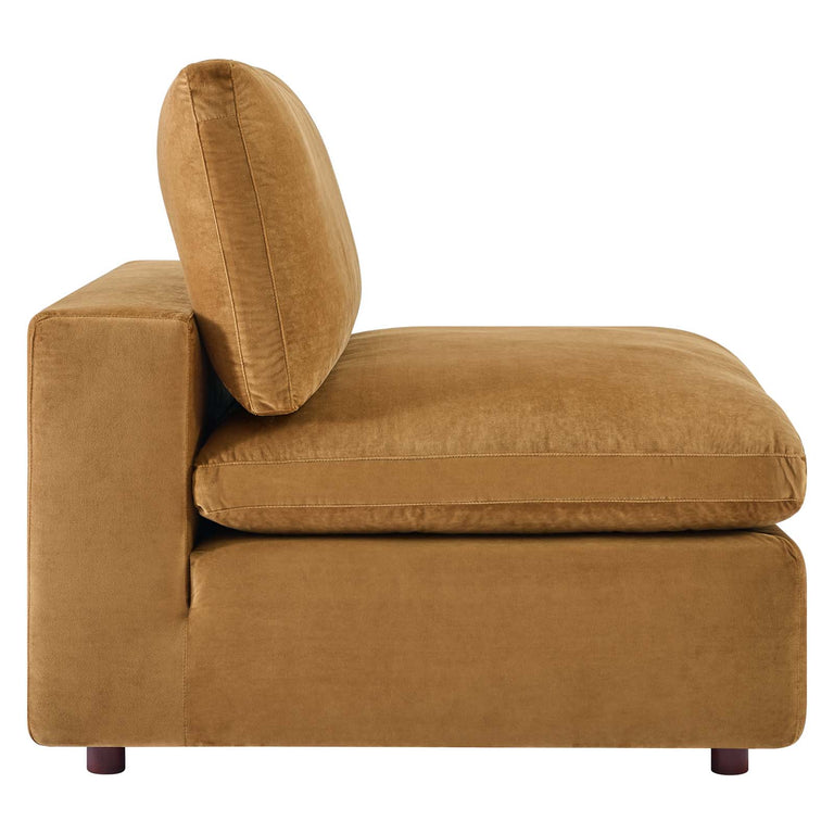 Commix Down Filled Overstuffed Performance Velvet 3-Seater Sofa in Cognac, EEI-4817-COG