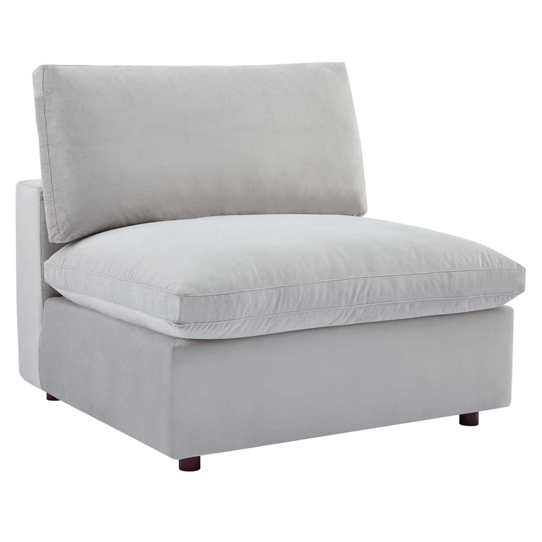 Commix Down Filled Overstuffed Performance Velvet 3-Seater Sofa in Light Gray, EEI-4817-LGR