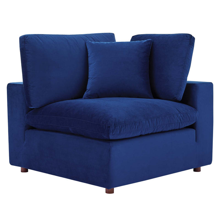 Commix Down Filled Overstuffed Performance Velvet 3-Seater Sofa in Navy, EEI-4817-NAV