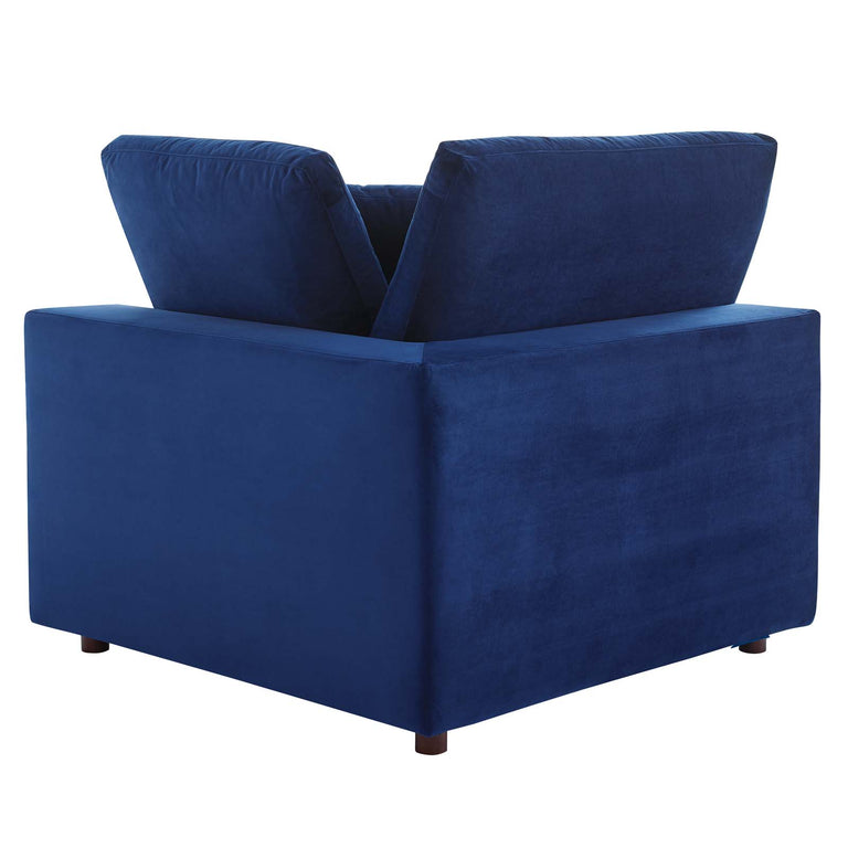 Commix Down Filled Overstuffed Performance Velvet 3-Seater Sofa in Navy, EEI-4817-NAV