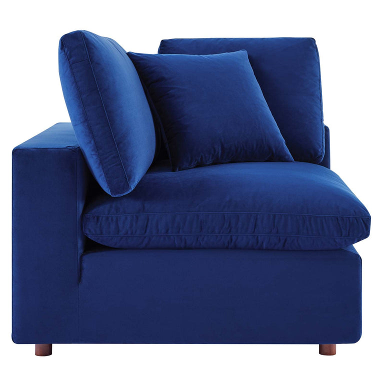 Commix Down Filled Overstuffed Performance Velvet 3-Seater Sofa in Navy, EEI-4817-NAV