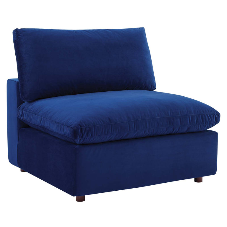 Commix Down Filled Overstuffed Performance Velvet 3-Seater Sofa in Navy, EEI-4817-NAV