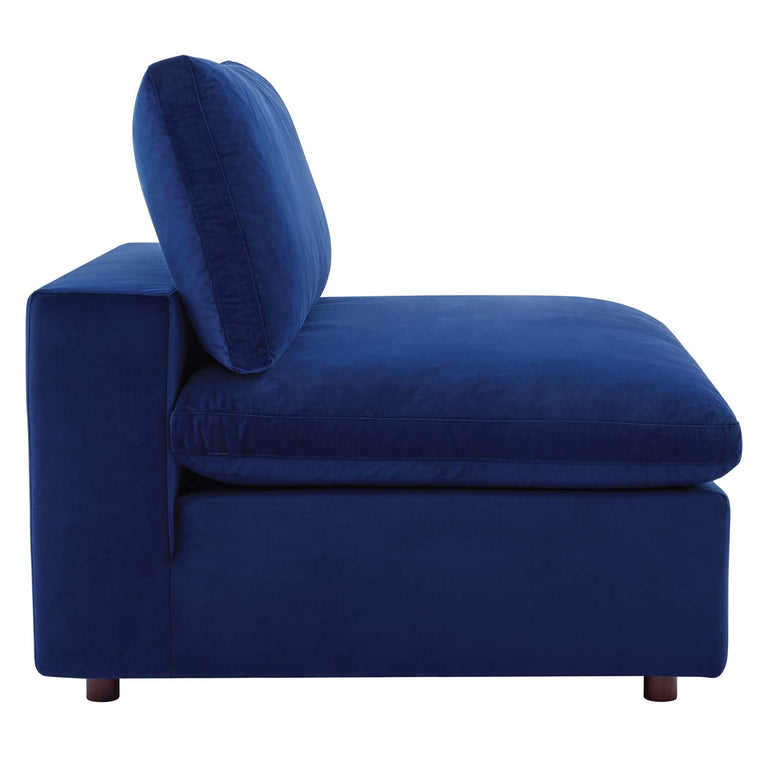 Commix Down Filled Overstuffed Performance Velvet 3-Seater Sofa in Navy, EEI-4817-NAV