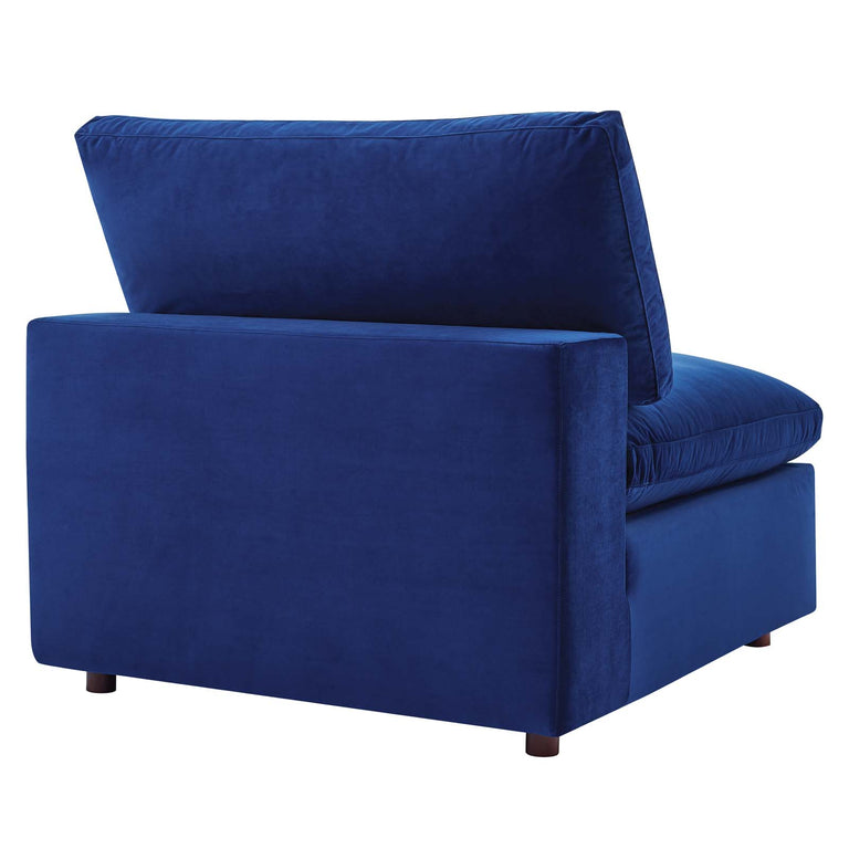 Commix Down Filled Overstuffed Performance Velvet 3-Seater Sofa in Navy, EEI-4817-NAV