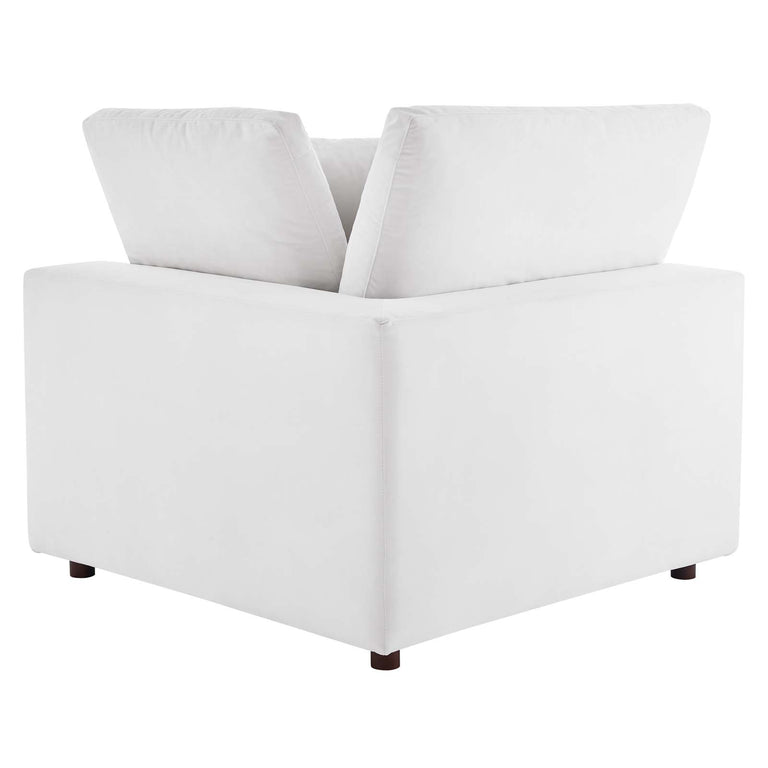 Commix Down Filled Overstuffed Performance Velvet 3-Seater Sofa in White, EEI-4817-WHI
