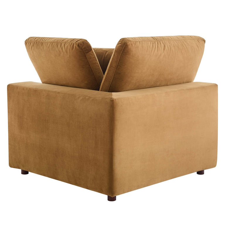 Commix Down Filled Overstuffed Performance Velvet 4-Seater Sofa in Cognac, EEI-4819-COG