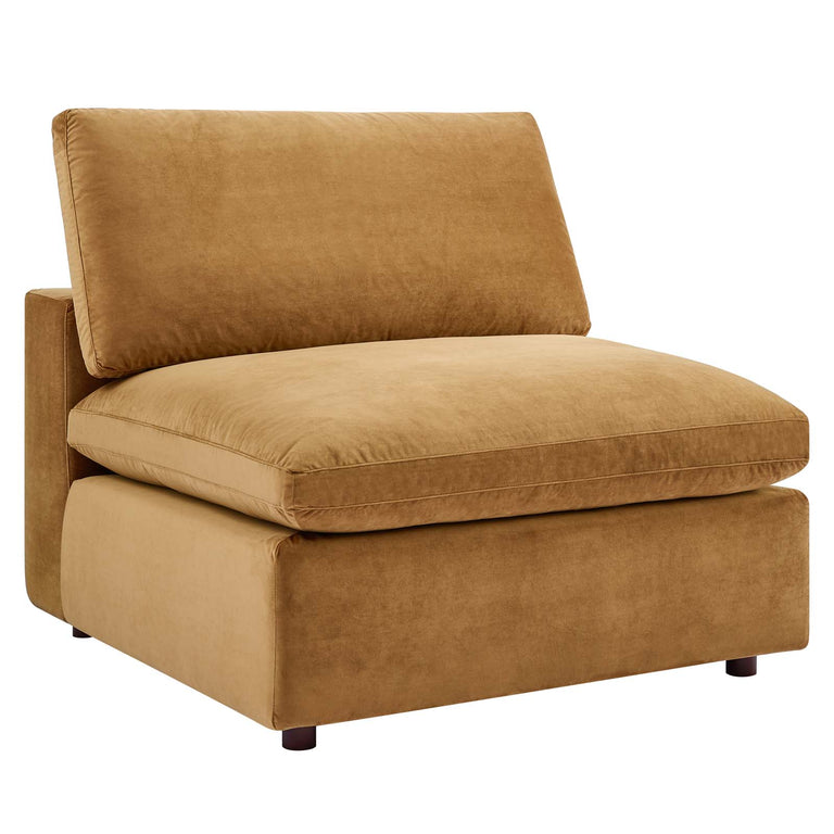 Commix Down Filled Overstuffed Performance Velvet 4-Seater Sofa in Cognac, EEI-4819-COG