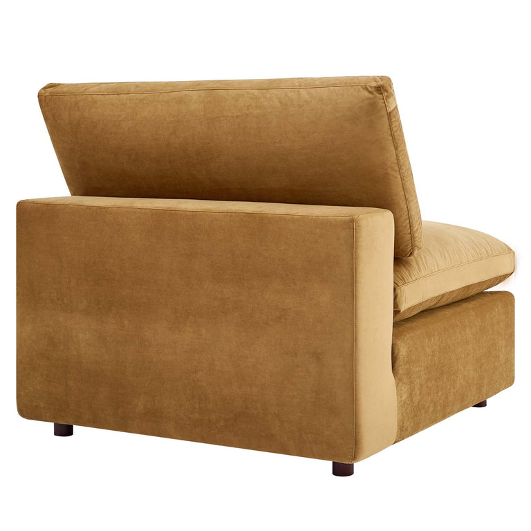 Commix Down Filled Overstuffed Performance Velvet 4-Seater Sofa in Cognac, EEI-4819-COG