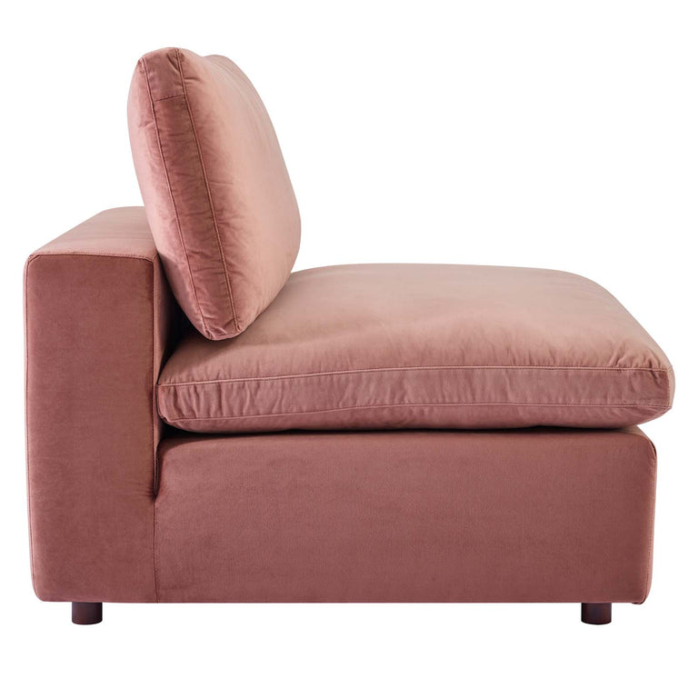 Commix Down Filled Overstuffed Performance Velvet 4-Seater Sofa in Dusty Rose, EEI-4819-DUS