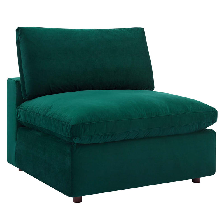 Commix Down Filled Overstuffed Performance Velvet 4-Seater Sofa in Green, EEI-4819-GRN