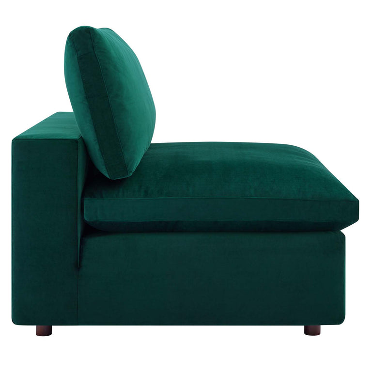 Commix Down Filled Overstuffed Performance Velvet 4-Seater Sofa in Green, EEI-4819-GRN