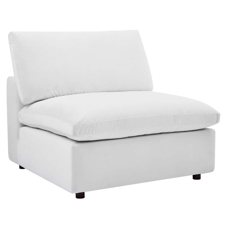 Commix Down Filled Overstuffed Performance Velvet 4-Seater Sofa in White, EEI-4819-WHI