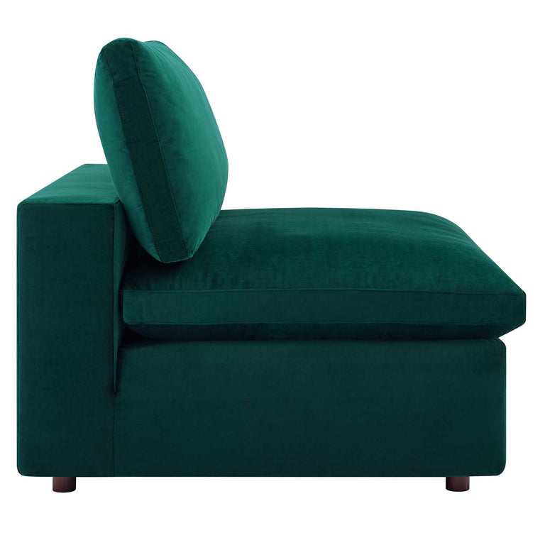 Commix Down Filled Overstuffed Performance Velvet 5-Piece Sectional Sofa in Green, EEI-4820-GRN