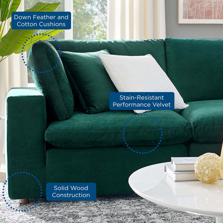 Commix Down Filled Overstuffed Performance Velvet 5-Piece Sectional Sofa in Green, EEI-4820-GRN