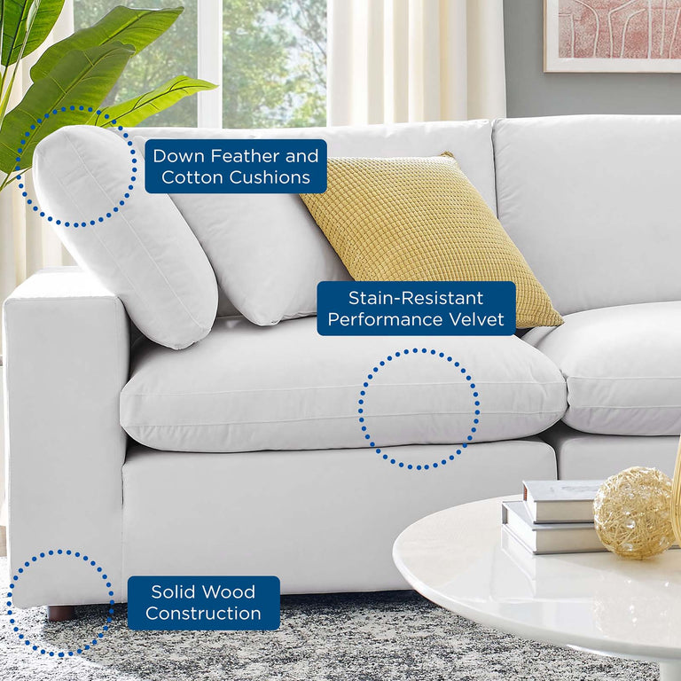 Commix Down Filled Overstuffed Performance Velvet 5-Piece Sectional Sofa in White, EEI-4820-WHI