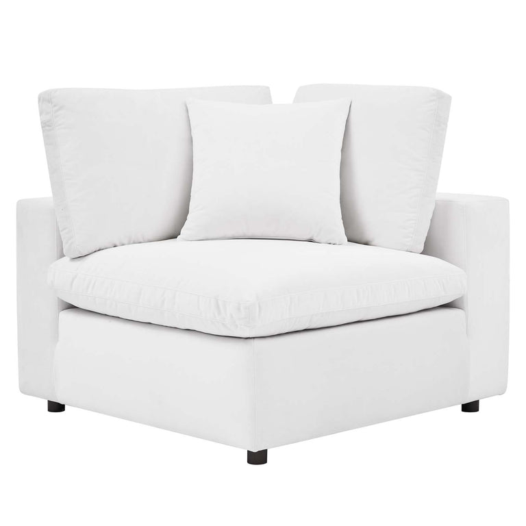Commix Down Filled Overstuffed Performance Velvet 5-Piece Sectional Sofa in White, EEI-4820-WHI